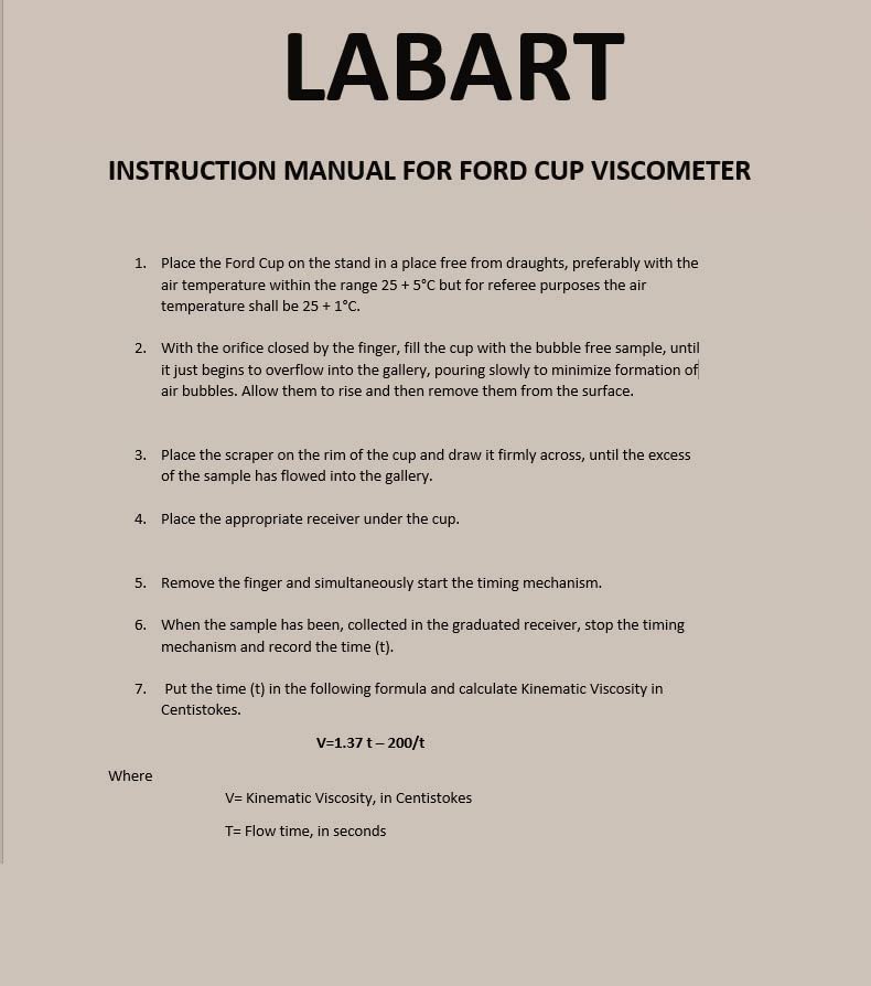 Labart Portable Ford Cup B-4 Liquid Flow Meter Viscometer With Heavy Cast Iron Stand (B4) - Image 7 thumbnail
