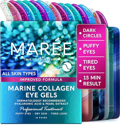 MAREE Under Eye Patches for Puffy Eyes and Dark Circles – Under Eye Mask with Collagen &...