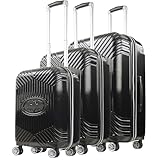 FUL DC Comics Batman 3 Piece Set Rolling Luggage, Molded Hardshell Suitcases with Spinner Wheels, 21/25/29 Inch, Black