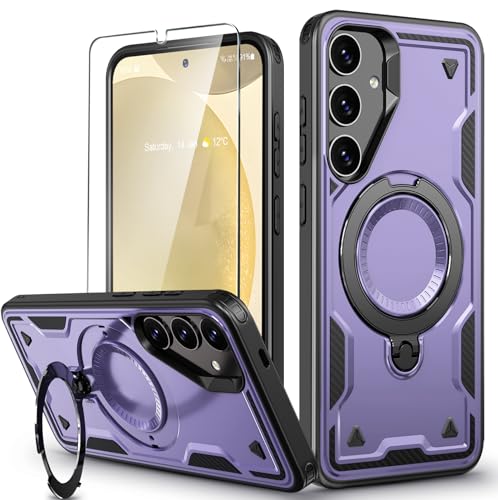 Image of for Samsung Galaxy S24 Case Magnetic with stand, with Mag-Safe, with Screen Protector, Wireless Charging, Shockproof for Samsung S24 5G Phone Case, Ring Holder Phone Cover, for Samsung S24