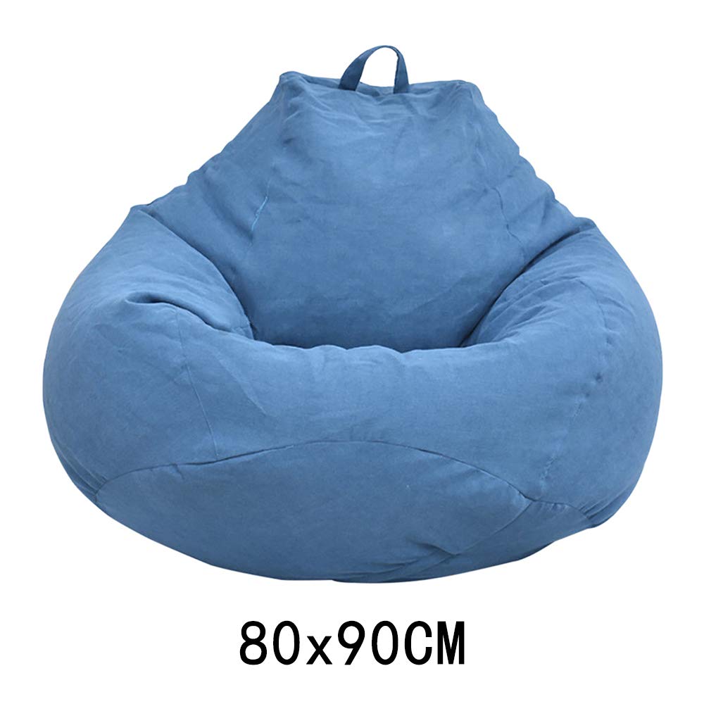 Puf sin relleno, puf de pera para adultos y niños, puf clásico, funda para puf de pera para relajación al aire libre e interior, tumbonas (azul, L)