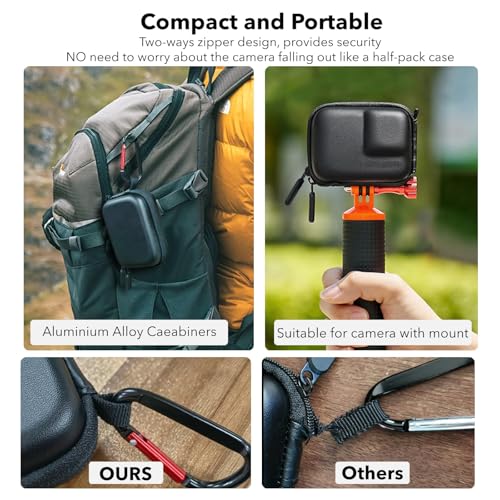 Image of squishy 6PCS Carrying Case for Action 5 Pro /4 /3, Waterproof PU Leather Travel Bag with Plush Lining, Compact Storage Box with 4 Lens Caps, 3 Screen Protector