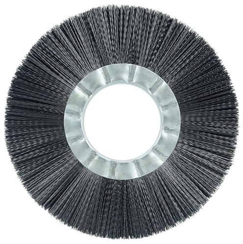 Image of Weiler 20490 6 inch Nylon Wheel Brush, .016 inch Crimped Black Fill, 2 inch Arbor Hole, Made in The USA (Pack of 2)
