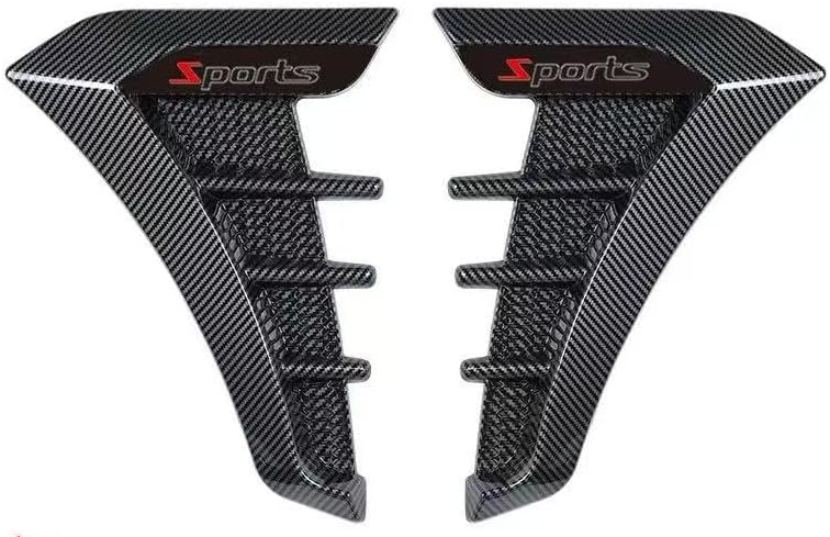 2Pcs Car Air Flow Stickers Sophisticated for Mitsubishi Outlander PHEV 2024 2023, Grand Shark Gills Simulation Intake Grille Emblem Exterior Trim,Black Carbon Fiber