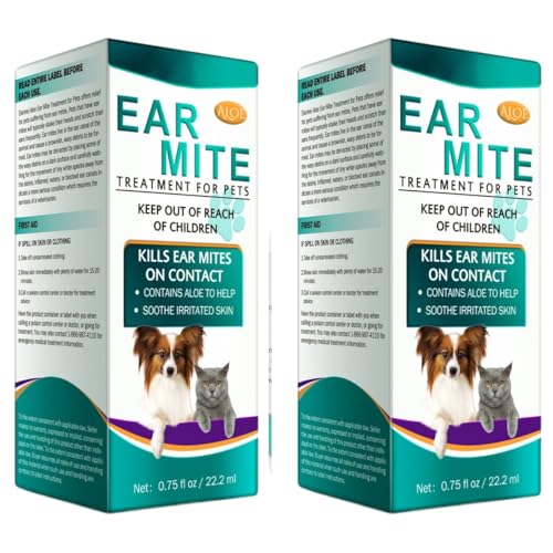Generico Anti Acari Orecchie Gatto 44.4 Ml, Delicate Pulizia Orecchie Cane, Dosaggio Facile, dagli Acari Orecchio, per Cani E Gatti, per Orecchio Doloranti, Prurito E Infiammazione