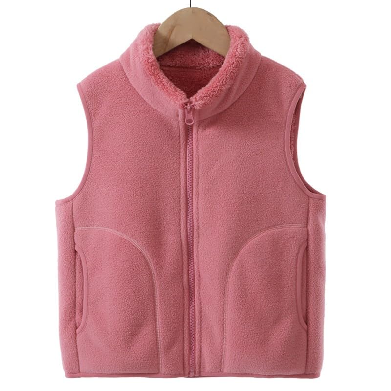 Kids Boys Girls Fuzzy Fleece Zip Up Vest Coat Toddler Sleeveless Stand Collar Waistcoat Teens Winter Thicken Wool Warm Jacket2