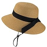 Girls Straw-Sun-Hat Foldable Adjustable Sun-Visor-Hat Packable Bowknot Floppy Beach Cap for Kids Out