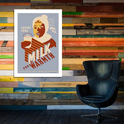 Affiche encadrée publicitaire Milk for warmth semi-brillante