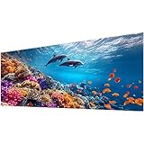 Delfín Diamond Painting Kit Completo, Diamond Painting Animal Pintura de Diamante Adultos y Niños DIY 5D Cuadrar Punto de Cruz Kit, Manualidades Adultos para Decoracion Hogar Regalo 40x95cm w-668