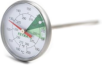Commercial Deep Fryer Thermometer with Dial Thermometer, 5" Stainless Steel Stem 1.25" Dial Display Meat Chicken Fries