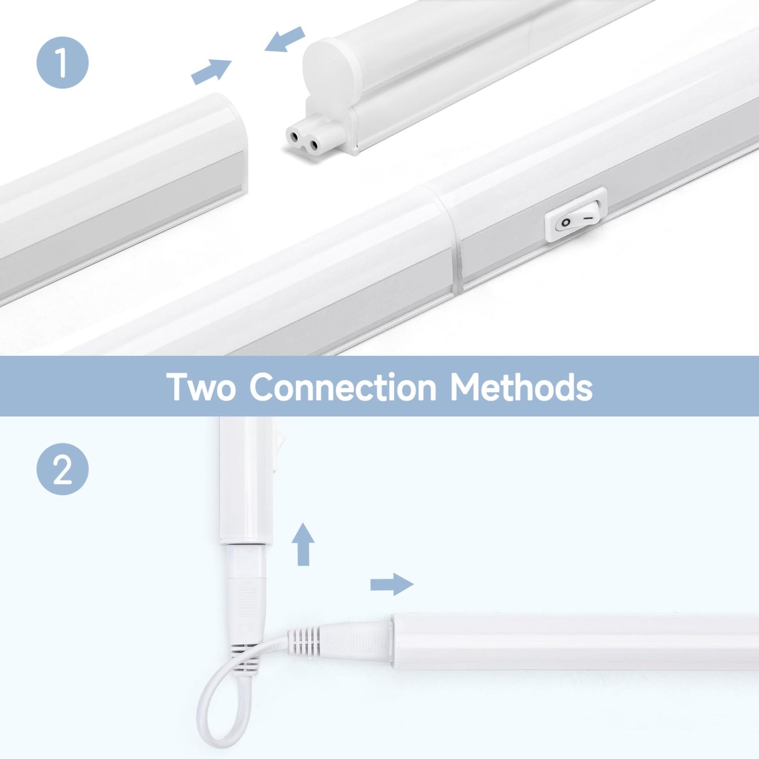 Aigostar Luz Bajo Mueble Cocina con Interruptor 12W Luz LED Armario, 230V Luz Blanca Fria 6500K, Luces para Vestidor Tira LED Armario, L880*W23*H34mm, 2 pcs