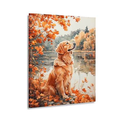 Golden Retriever portrait artistique sur toile haut de gamme encadrée