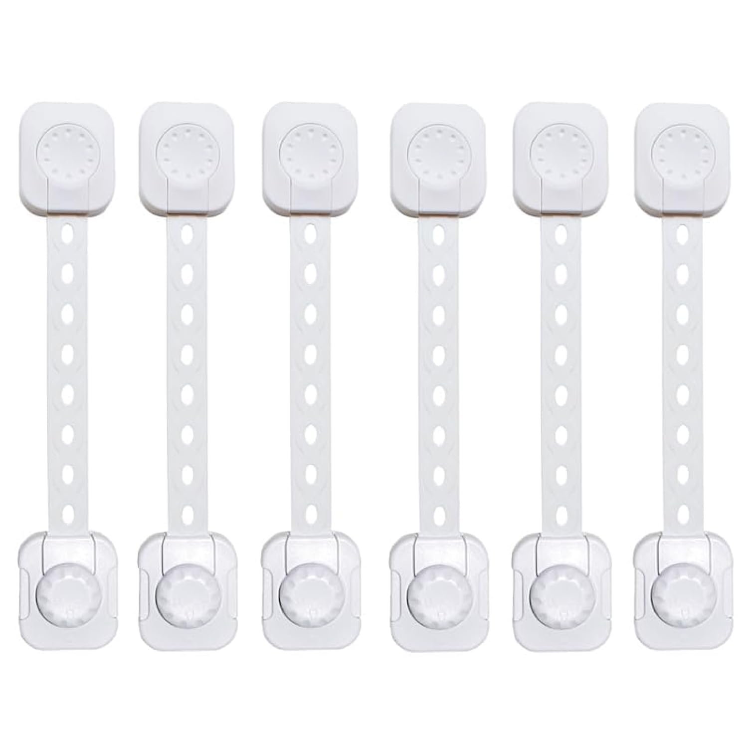 H&A Child Safety Locks for Cabinets & Drawers, Adjustable Baby Locks for Child Proofing Cupboards, Fridge, Sliding Glass Doors, Windows, Appliances, and Toilet Seat – White (6-Pack)
