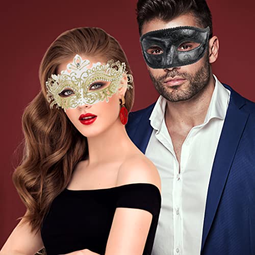 Image of Coddsmz Couple Masquerade Mask Set - Venetian & Mardi Gras Mask for Women & Men