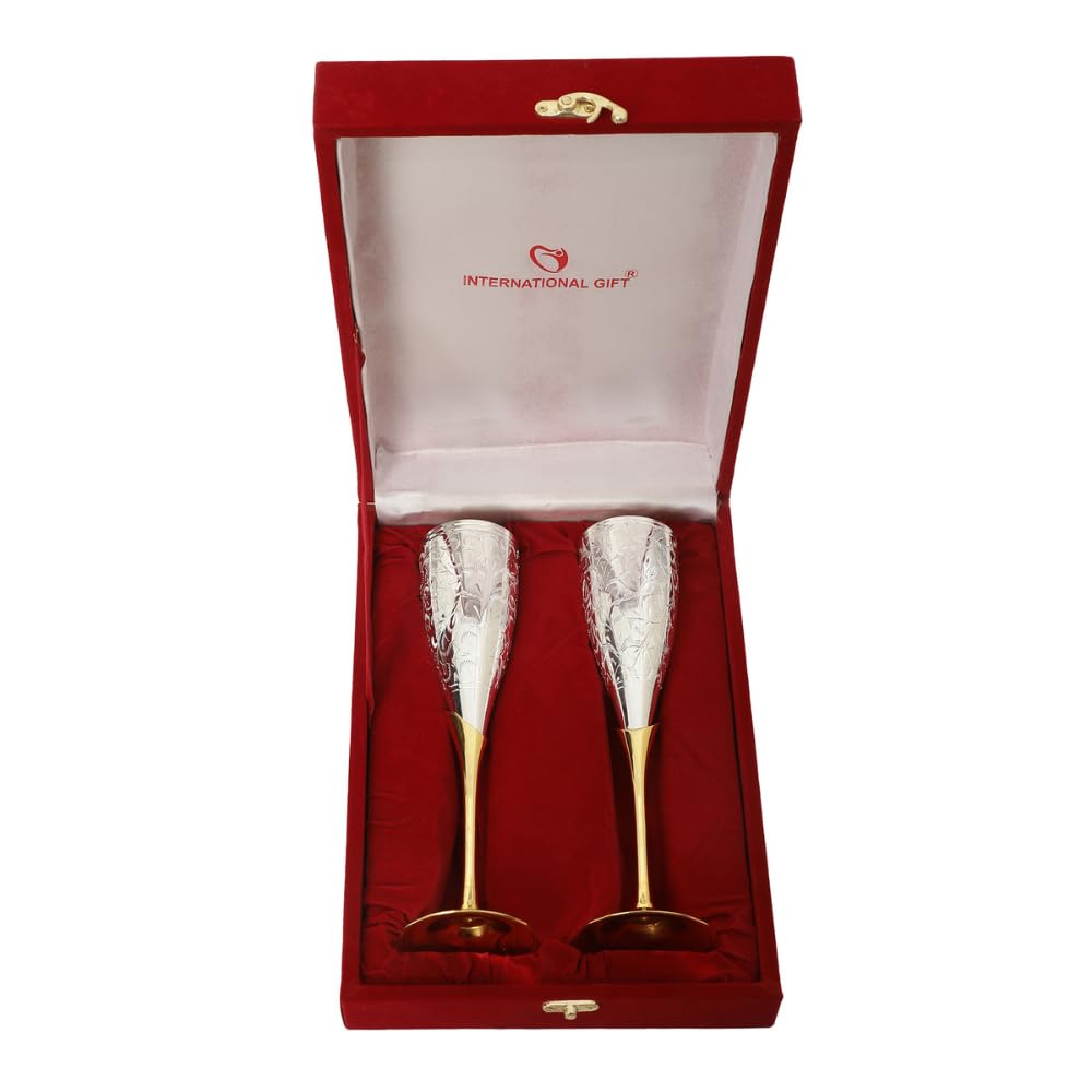 German Silver Wine Glasses - Gift Set with Velvet Box -7