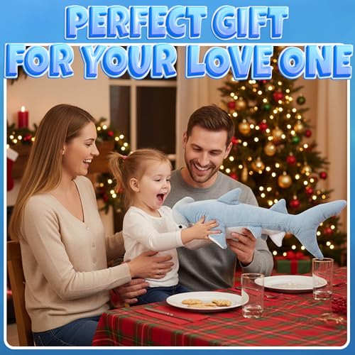 Image of Bedwina Stuffed Animal Sharks - Pack of 2 Extra-Large, 20 inch Mako & Hammerhead Plush Shark Toys, Stuff Animals Toy, for Baby Toddlers & Kids