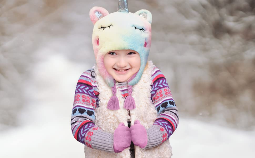 Toddler Winter Hat and Gloves Set for Ages 4-7 or Boys & Girls Winter Hat & Toddler Mittens Ages 2-42