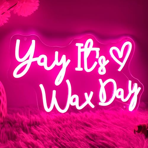 Image of Yay It's Wax Day Neon Sign For Spa Beauty Room Nail Brows Lashed Salon Studio LED Wall Art Decor For Business Stores Logo Barber Shops Led Word Indoor Custom Neon Lights 5V USB Powered Pink 40x23.6 CM