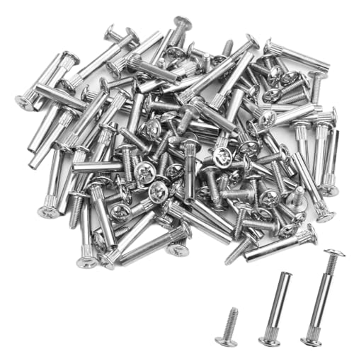 150 Piezas Tornillos de Conexión para Muebles, Tornillos de Conexión para Muebles 31-40 mm, Tornillos para Armario, Tornillos y Manguitos para Conectores de Muebles para Conectar Armarios de Muebles