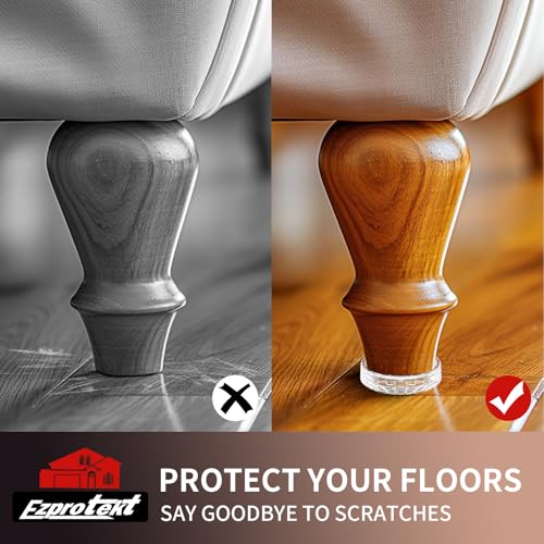 Image of Ezprotekt Non Slip Furniture Pads, 16 Pcs 1.6 inch Anti Skid Rubber Caster Cups, Round Furniture Coasters for Hardwoods Floors, Anti-Slip Furniture Grippers, Furniture Stoppers to Prevent Sliding (Clear)