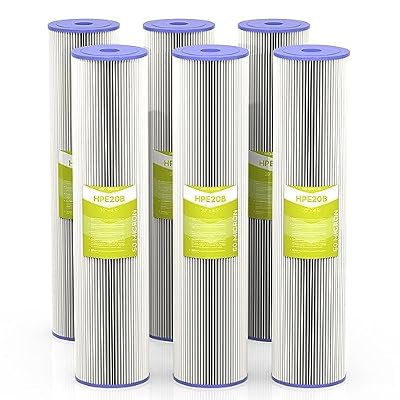 MewMore 50 Micron Whole House Water Filter Cartridge, Pleated Sediment Filters for Well Water, Universal Replacement for Any 20 inch Big Housings - 20" x 4.5" Cartridges - Pack of 6