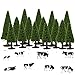 S0701 15pcs Dark Green Pine Model Cedar Trees and 8pcs Model Cows for Model Railroad Scenery Landscape Layout HO OO Scale New