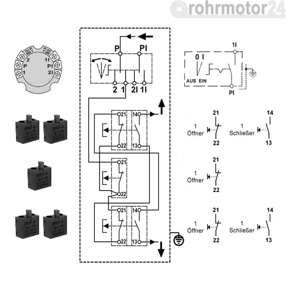 Schlüsselschalter Unterputz Schlüsseltaster GEBA S-APZ4-1R.N Tor Antrieb Motor