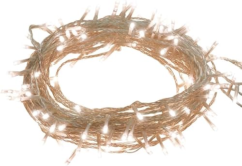 vidaXL Cadena de luces LED de color blanco cálido Cadena de luces navideñas de PVC y cobre de 98.4 pies de largo Interiorexterior Diseño flexible