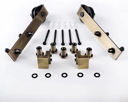 96 inch Classic Brass Sliding Barn Door Hardware Kit for Interior Door Brushed Gold