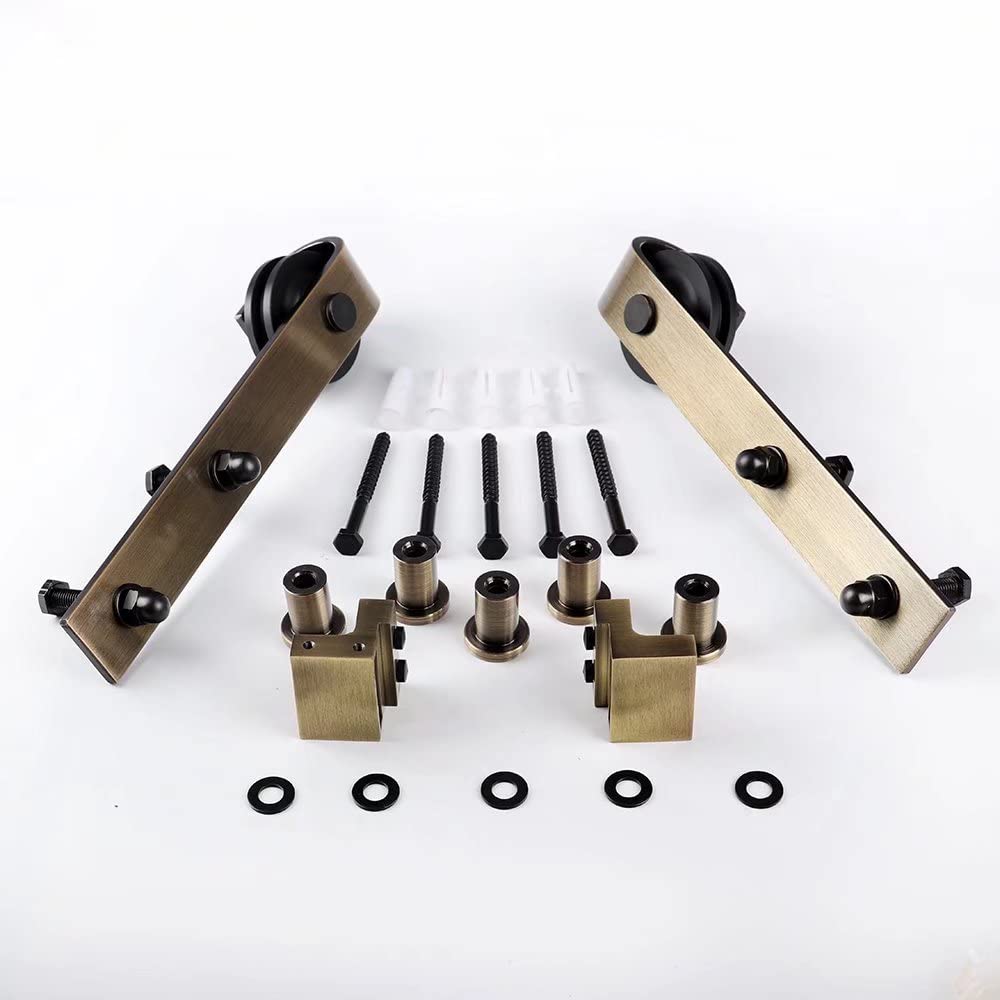6.6FT Classic Brass Sliding Barn Door Hardware Kit for Interior Door Brushed Gold — Amazon image 5