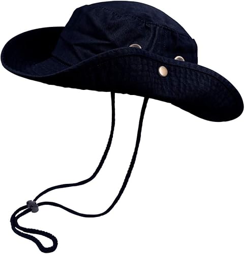 Miniatura 4 de Sombreros de pescador con cuerda de ala ancha para senderismo, pesca, protección solar UV, safari, unisex