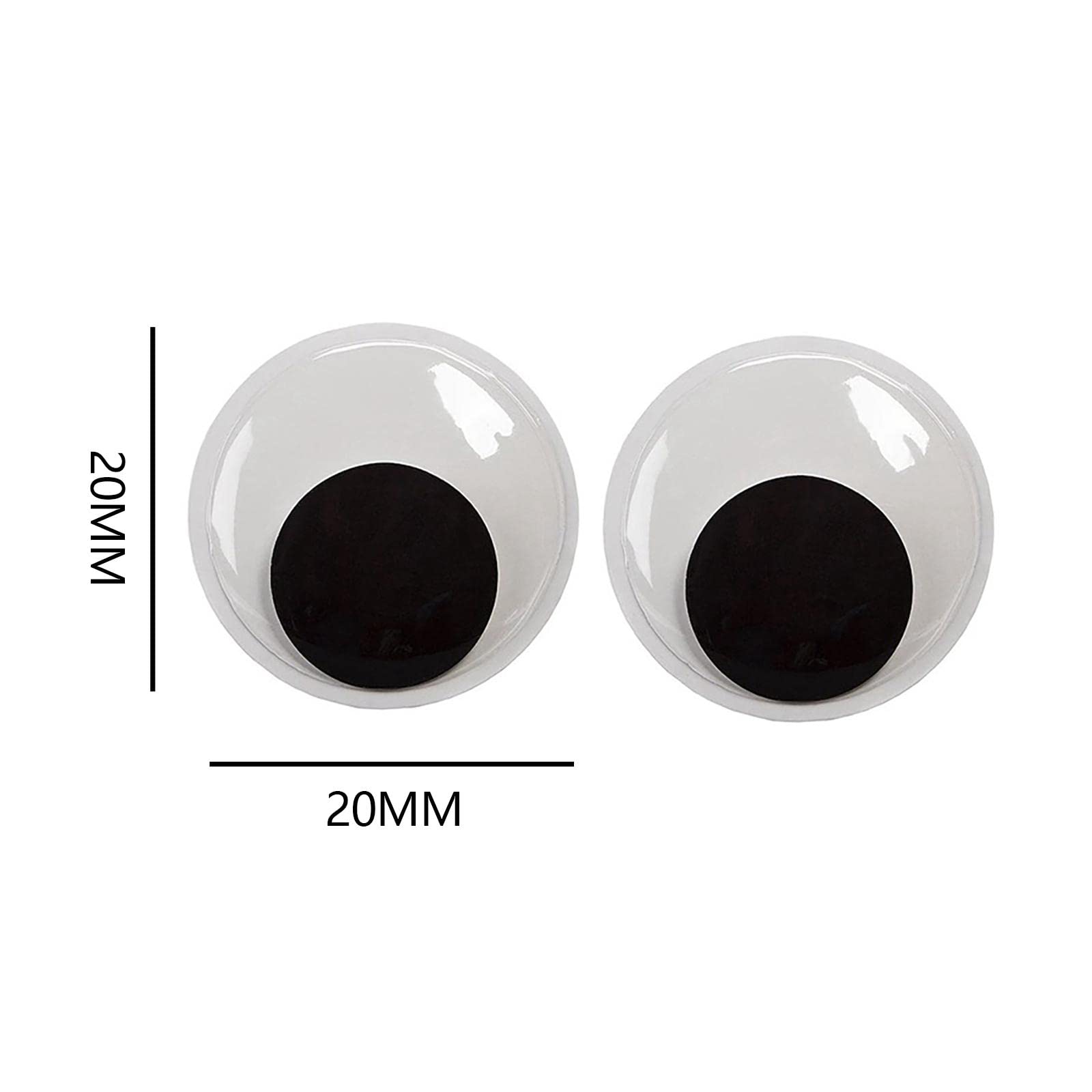 Gralara Wiggle Eyes Set Bewegliche Plastikaugen Selbstklebende Bastelaugen Großer Puppenaugen Simulation Tieraugen für DIY Scrapbooking für Dekoration, 1000 Stück 20 mm