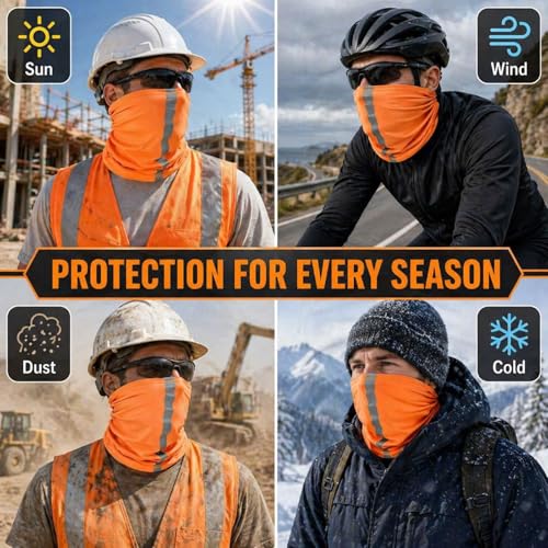 Image of SATINIOR 4 Pcs Neck Gaiter Face Mask for Men Reflective Face Cover Scarf Summer UV Sun Protection Balaclava Bandana for Work