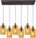 Elk Lighting 10331/6RC-HAMB Hammered Glass Collection 6 Light Chandelier, 3 3 10", Oil Rubbed Bronze