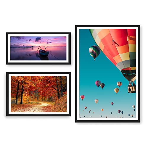 Image of Ritwika's Customized Set of 3 Premium Personalized Print Collage Frames With Your Photos In 2 Sizes | One 12X6, One 12X8 & One 12X18 Inches |Gift For Anniversary, Birthday, Wedding, Couples