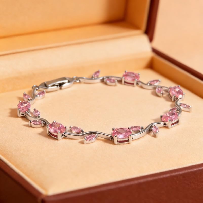 Image of Shining Diva Fashion Tulip Bracelet for Women, Floral Crystal, Anti Tarnish Jewellery Stylish Bracelet Gifts for Girls