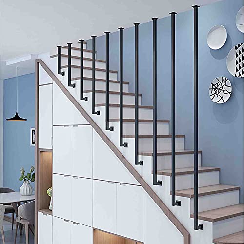MYAOU Garde-Corps d'escalier en métal Noir Mat Industriel pour Rampe d'escalier intérieur Poteaux de sécurité pour escaliers de loft, Facile à Installer, 1 pc Cover