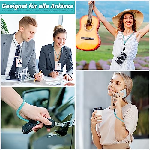 VEVOQIM 6 Stück Schlüsselband,3 Farben Schlüsselband Lang und Kurz Umhängeband mit Mini Abnehmbare Schnalle,Karabinerhaken,Vinyl-ID-Band, Lanyard für Herren Damen Kinder