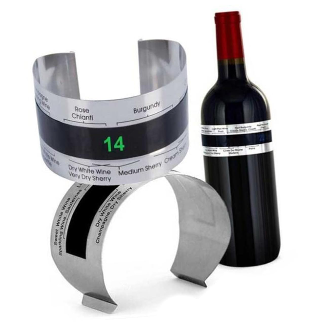 OUNONA 6 Piezas vino digital brazalete de vino comida profesional termómetro digital termómetro liquido termómetro de botella de vino Acero inoxidable juego de vino