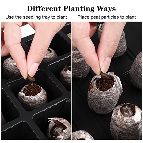 Hahood 4 Pack 24-Cells Seed Starter Tray Kit Germination Tray With Humidity Dome And Base, Plant Growing Kit Germination Starter Including Peat Pellets, Plant Labels, Tool For Indoor Outdoor, Black #TOP4