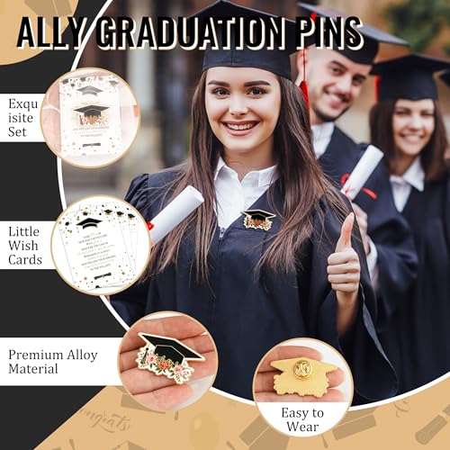 Image of 20 Pack Class of 2026 Graduation Pins Souvenir Emblem Congrats Badges Graduation Party Favors Gifts for Students, Colleges, Guests, Decoration Accessories with Inspirational Cards Organza Bags(flower)