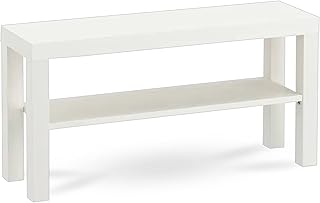 TV Bench Table Modern Stylish Table,Television Stands Entertainment Center Media Stand with Shelf, Living Room Bedroom, Easy to Assemble, White, 90x26x45 cm
