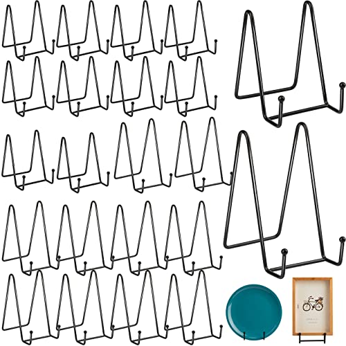 20 Pcs Black Plate Stands For Display, 10 Pcs 4 Inch Metal Frame Plate Holder Display Stand And 10 Pcs 6 Inch Easel Display Rack For Pictures, Photo, Decorative Plate Dish, Collectibles, Tabletop Art #TOP20