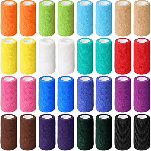 36 Pcs Self Adherent Bandage Wrap Breathable Cohesive Bandage Elastic Adhesive Tape For Stretch Athletic Sports Wrist Ankle, 4 Inch X 5 Yard (Multicolored) #TOP7