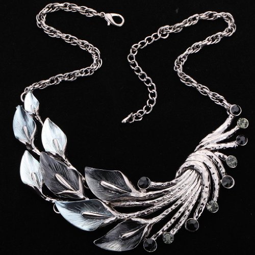 Yazilind Ethnic Style Black Peacock Chunky Bib Earrings Necklace Jewelry Set Wedding Party #TOP2