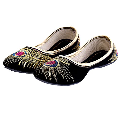 Women Golden Sequins & Zari Work Design Ballerina Sandals