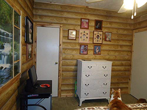 Log Cabin Wallpaper Prepasted Bolt 27" X 324" Light To Medium Brown Ml-Wood, York Wallcoverings #TOP2