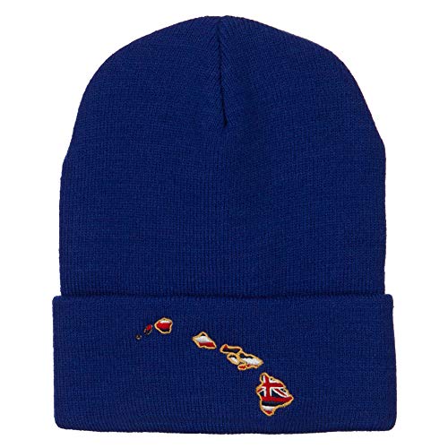 Image of e4Hats.com Hawaii Map State Flag Embroidered Long Beanie