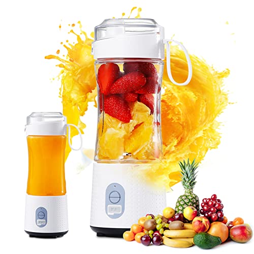 Tragbarer Mixer für Shakes und Smoothies: Persönliche Größe Einzelportionierer Reise Fruchtsaftpresse Mixer Becher mit wiederaufladbarem USB Kleiner elektrischer Mini-Mixer für Saft Milch - Weiß Cover