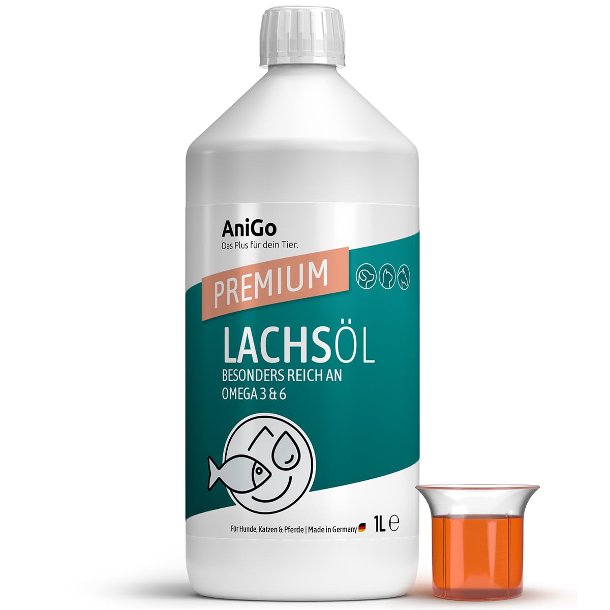 AniGo Olej z łososia dla psów 1 l Omega 3 i 6 Barf jakość spożywcza